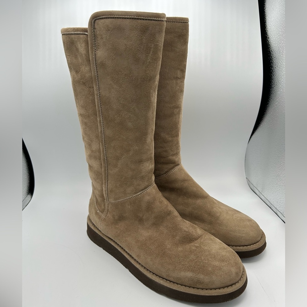 UGG Australia Sz 8 Abree II Tall Boots Beige Sheepskin Suede Retro Winter